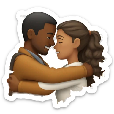 couple hugging in autumn leaves sticker