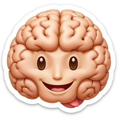A happy, healthy brain with a smiling face, looking vibrant and energetic sticker