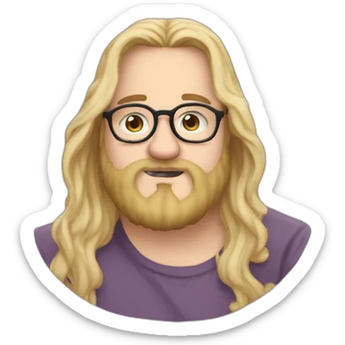 Chubby non binary Big lebowsky round glasses long blond hair chaotic beard drink rhum sticker