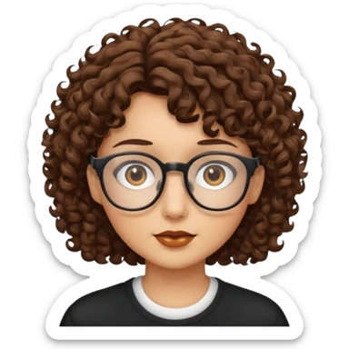 brown eyes brown short curly hair with glasses sticker