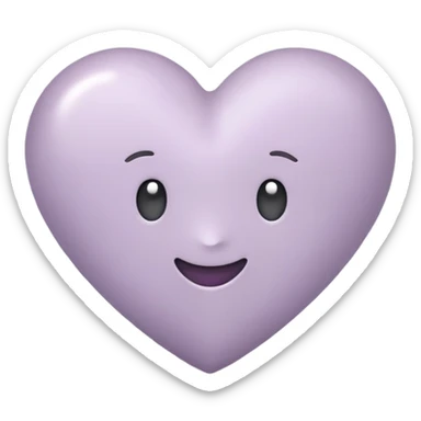 apple style emoji heart in pale grayish lavender, simple and soft sticker