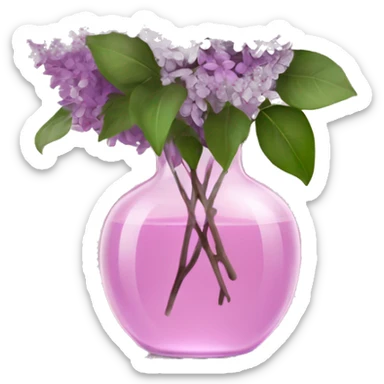 Lilacs in a clear pink glass vase sticker