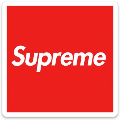 Remove the black border from the Supreme logo, keep only the white text on a red rectangle, no outline, preserve the original style of the logo. sticker