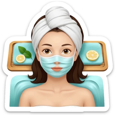 Lady with face mask spa beauty full face relaxing sticker
