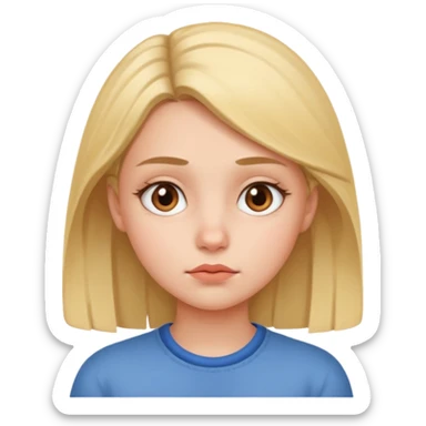 use this girl character, she is doing a thinking facial expression sticker