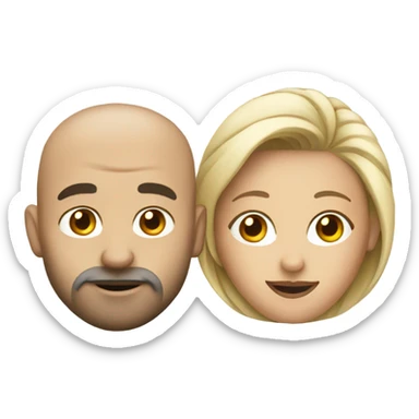 Bald Man and woman with long hair both drinking wine sticker