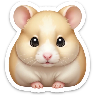 Cinematic Noble Cream Hamster Portrait Emoji, Poised and regal, with a tiny, compact build and a smooth, pristine cream fur, deep-set soulful dark eyes, Simplified yet sharp and sophisticated features, highly detailed, glowing with a soft, dignified glow, high shine, intelligent and energetic, stylized with an air of miniature elegance, focused and attentive, soft glowing outline, capturing the essence of a watchful and confident rodent, so majestic it feels as though it could scurry out of the screen with effortless authority! sticker