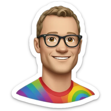 Jonathan Toews wearing glasses and rainbow clothes sticker