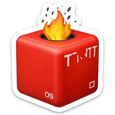 generate a bright red TNT cube sticker