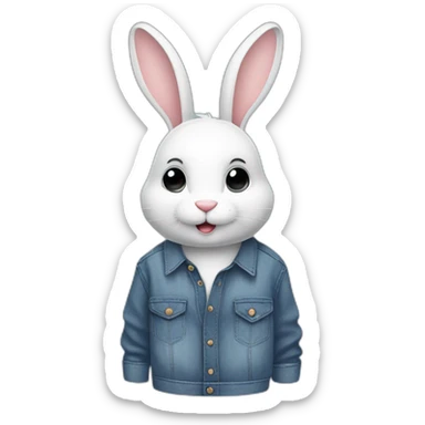 male bunny with airpods, jeans and oversize shirt  sticker