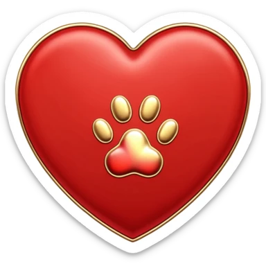 heart with a paw print and a star border sticker