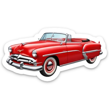 classic red convertible 1950s sticker