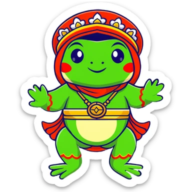 playful frog in a Bashkir national costume sticker