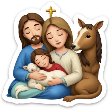 Marie Joseph Jesus et les animaux font tous dodo sticker