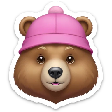 Bear with a pink hat  sticker