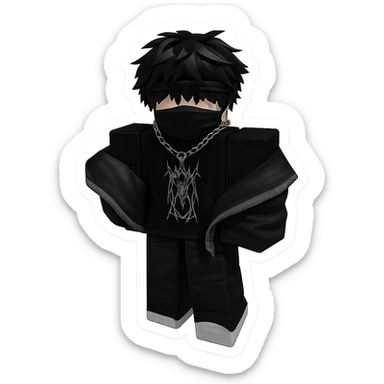 Convert this Roblox character into a sticker with a white border and transparent background, maintaining the original Roblox style as closely as possible. sticker