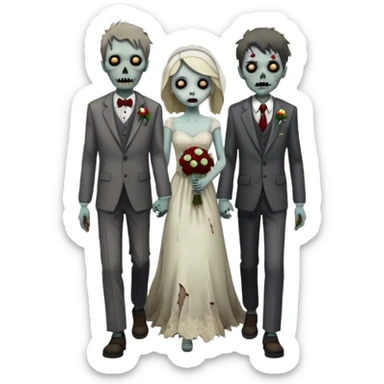 Zombie couple on wedding day sticker