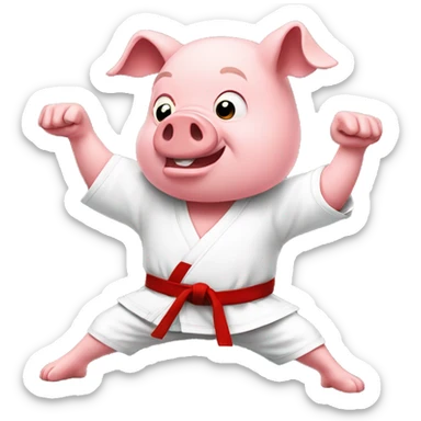 Pig doing karate sticker