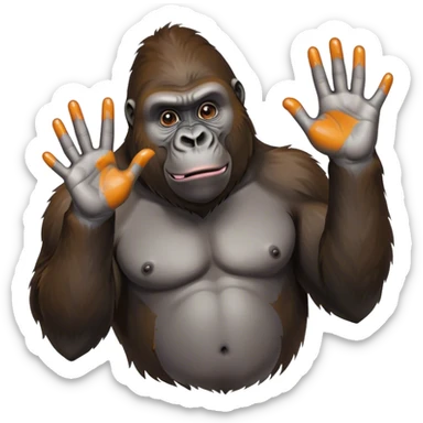 Gorilla finger painter sticker