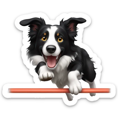 Black tri border collie doing agility sticker