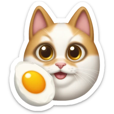 gato con cara d huevos fritos y baicon sticker