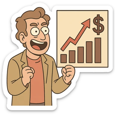 stock chart with an upward arrow and dollar sign sticker