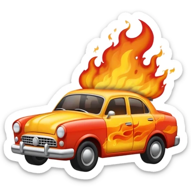 Setting a car on fire sticker
