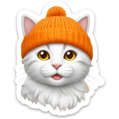 cat orange with beanie sticker
