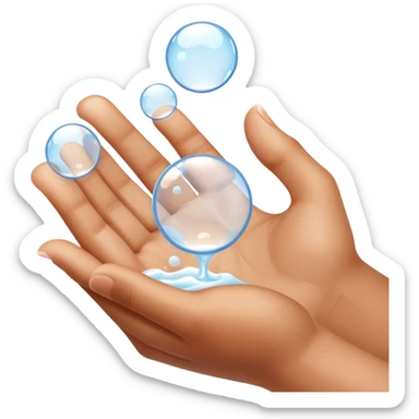 Closeup hands foaming soap bubbles sticker