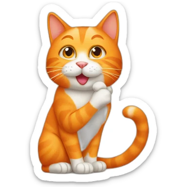 Orange cat sending kiss sticker