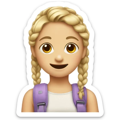 little girl with braces and pigtails  sticker