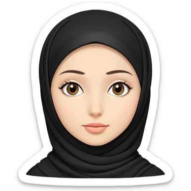 A white skin girl wearing black hijab sticker