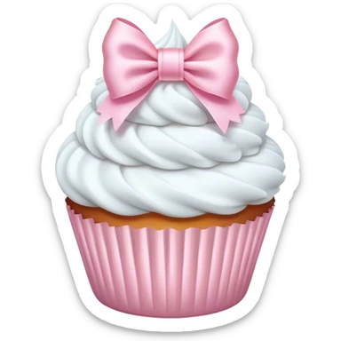 White cupcake with light pink bow sticker