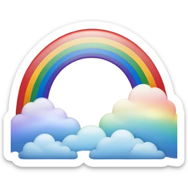 Cinematic Realistic Rainbow Emoji, Arching gracefully across the sky, with soft, glowing hues of red, orange, yellow, green, blue, indigo, and violet blending seamlessly into one another. The rainbow feels like a hopeful promise, gently illuminating the sky with a warm, uplifting glow. Soft glowing outline, capturing the essence of joy, hope, and vibrant color in a stunning rainbow! sticker