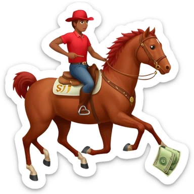red horse agressive running money on the saddle text “ZGI” on leg sticker