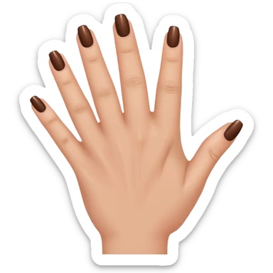 brown nails on a hand with 5 finger, but a pretty and feminine hand, fingers should not be spread apart sticker