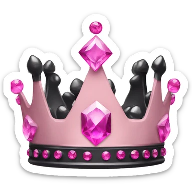 black crown with pink crystals sticker