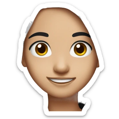 smiling girl with long black hair and eyes and eyebrows sticker