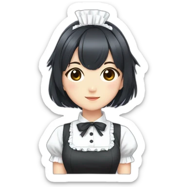 cute anime maid with short dark hair and short skirt sticker