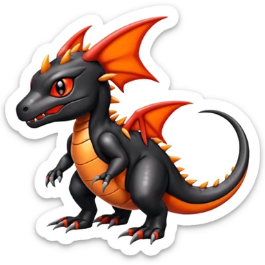 Cute Shiny Colorful Guilmon-Salandit-Fakémon-hybrid-creature (full body)  sticker