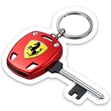 red Ferrari key with a white background sticker
