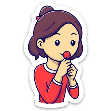 Create a woman licking a lollipop sticker