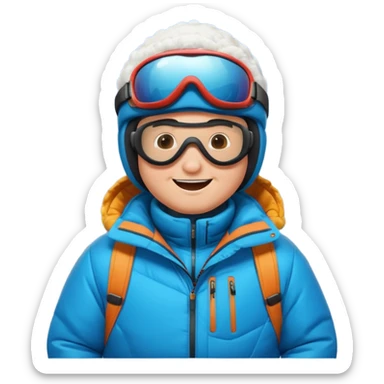 big round super harry guy snowbording down mountain haryyer sticker