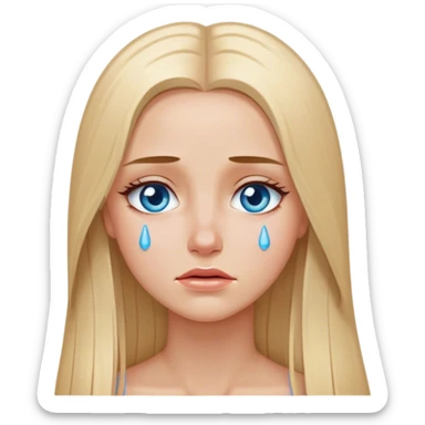 beautiful white girl with long straight blonde hair blue eyes crying  sticker