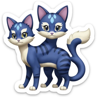 Clawitzer-Purrloin-Meowstic-Amoongus-Liepard-fusion (full body) sticker