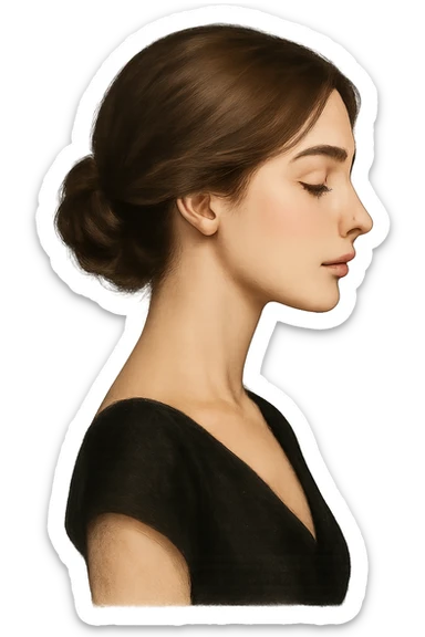 pretty girl profile, elegant, no background sticker
