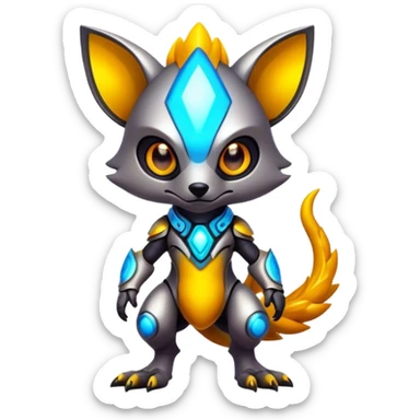 Epic Edgy Cute Colorful Vibrant Modern Vernid-Protogen-creature-animal, full body sticker