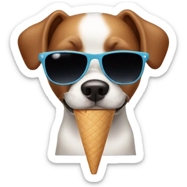 dog eating ice cream with sunglasses sticker
