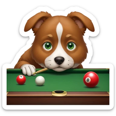 dog playing billiards sticker
