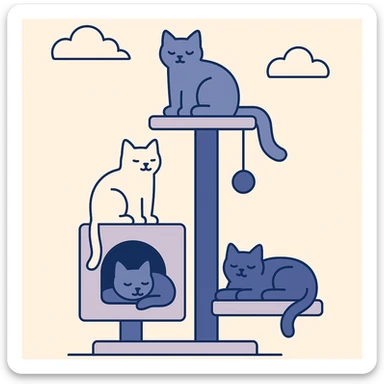 cats relaxing in a vertical playhouse sticker